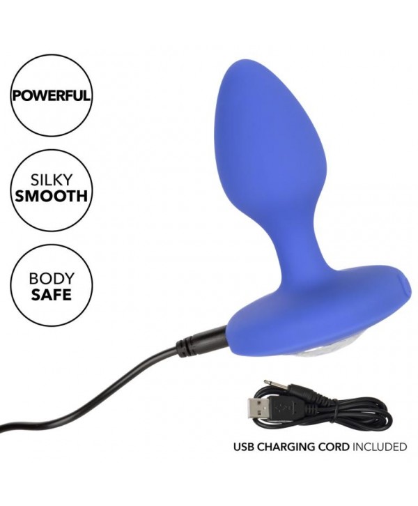 Синяя анальная вибропробка Medium Rechargeable Vibrating Probe - 9,5 см.