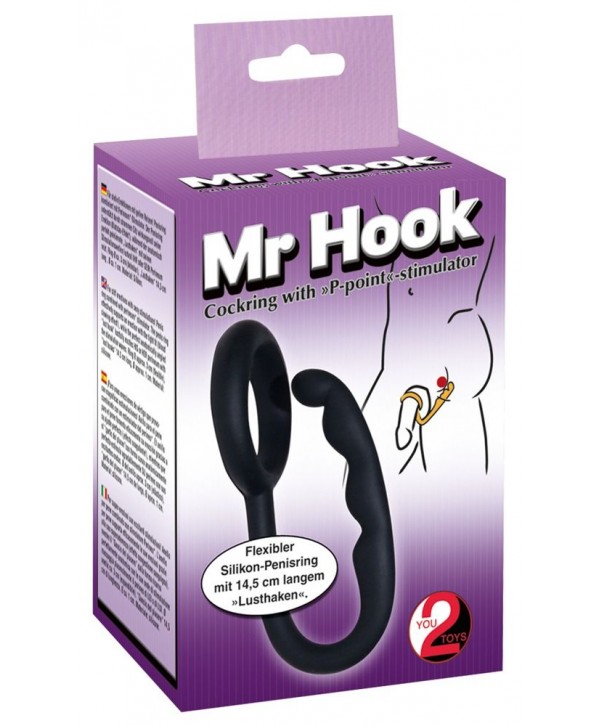 Эрекционное кольцо с анальным стимулятором Mr Hook