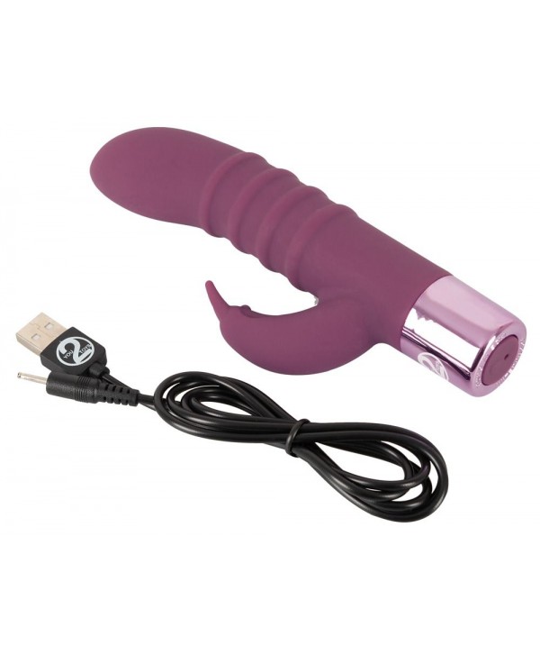 Фиолетовый вибратор-кролик с ребрышками Rabbit Vibe - 16 см.