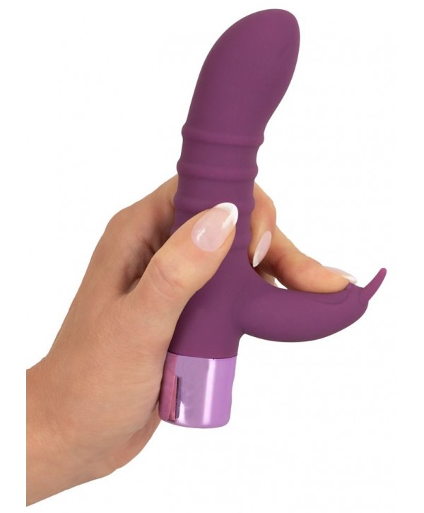 Фиолетовый вибратор-кролик с ребрышками Rabbit Vibe - 16 см.