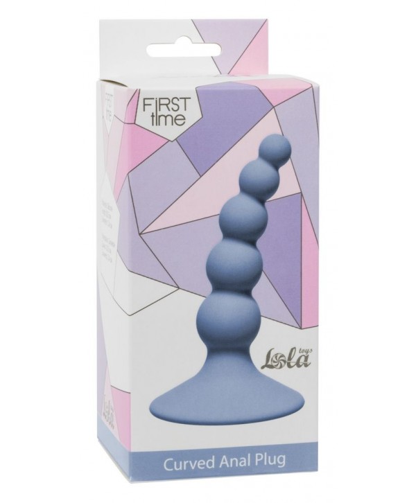 Голубая анальная пробка Ribbed Plug Blue - 10,5 см.