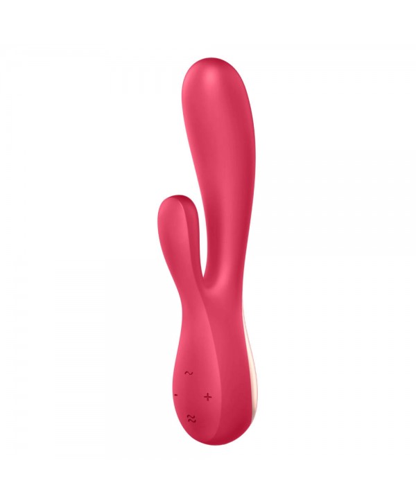 Красный вибратор-кролик Satisfyer Mono Flex с управлением через приложение - 20,4 см.