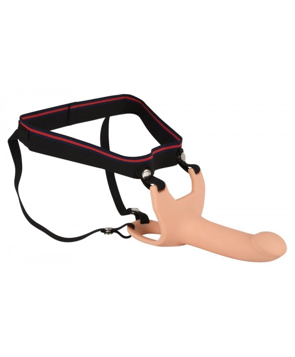 Силиконовый полый страпон на ремнях Silicone Strap-on - 16 см.