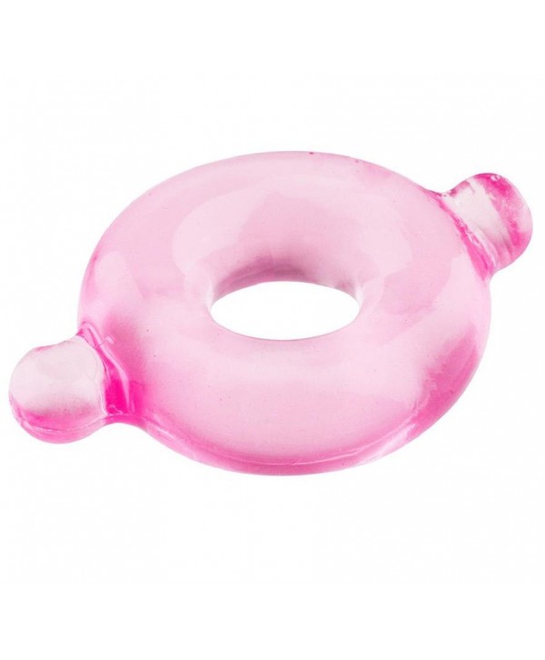 Розовое эрекционное кольцо с ушками для удобства надевания BASICX TPR COCKRING PINK
