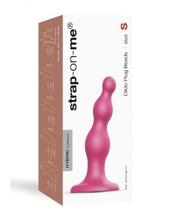 Розовая насадка Strap-On-Me Dildo Plug Beads size S