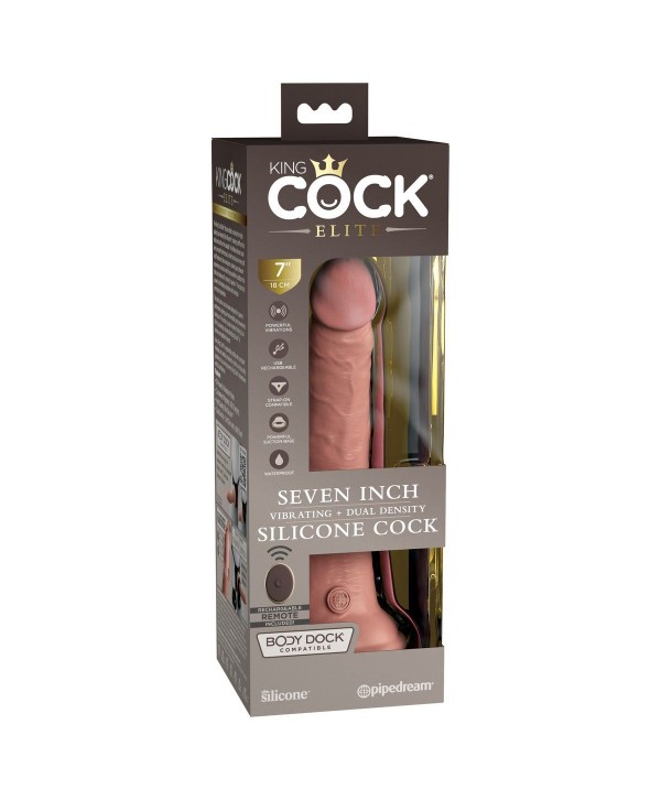 Телесный вибратор 7  Vibrating Silicone Dual Density Cock with Remote с пультом ДУ - 21 см.