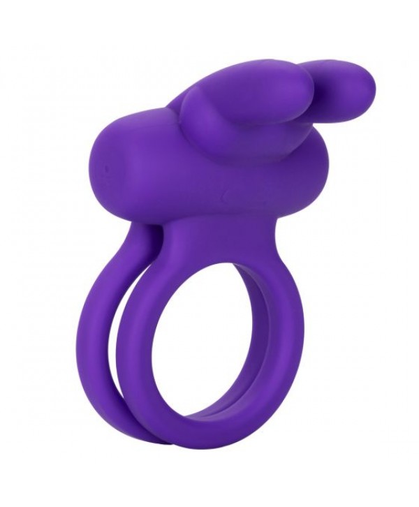 Фиолетовое двойное эрекционное кольцо Silicone Rechargeable Dual Rockin Rabbit