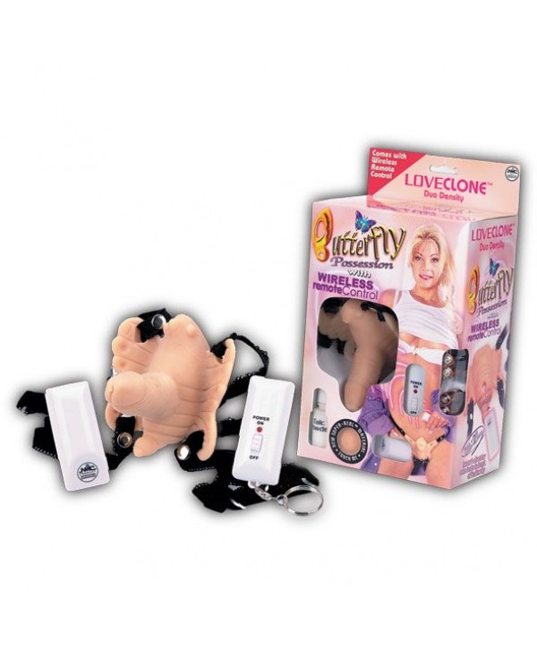 Телесная вибробабочка с фаллосом BUTTERFLY POSSESSION WITH WIRELESS REMOTE CONTROL