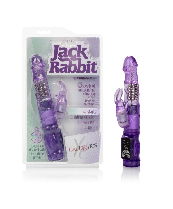 Фиолетовый вибромассажер Petite Jack Rabbit - 24 см.