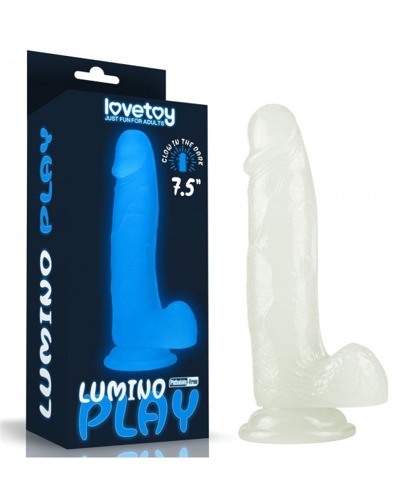 Прозрачный, светящийся в темноте фаллоимитатор Lumino Play Dildo - 19 см.