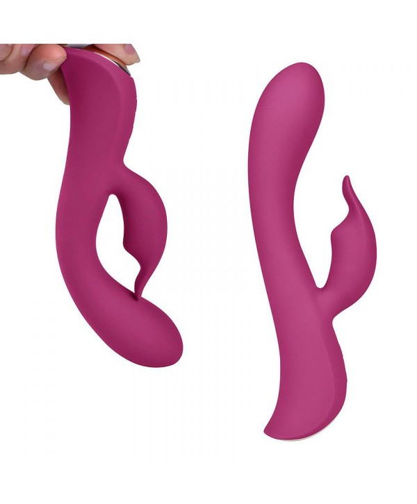Бордовый вибромассажер-кролик 5  Silicone Bunny Love - 19,1 см.
