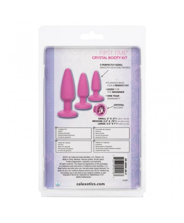 Набор из 3 розовых анальных пробок Crystal Booty Kit