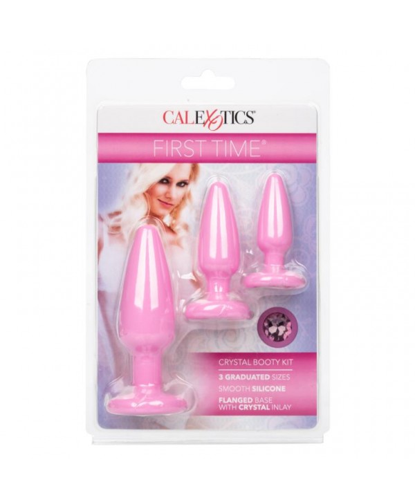 Набор из 3 розовых анальных пробок Crystal Booty Kit