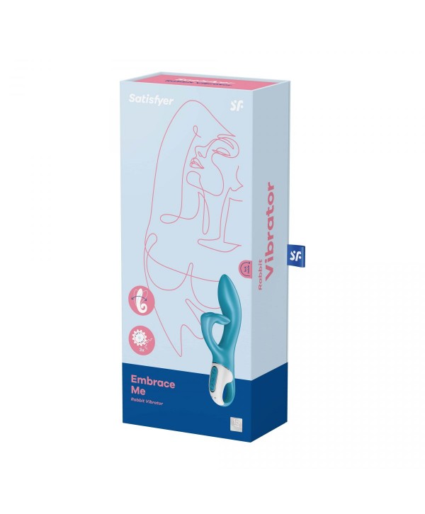 Бирюзовый вибратор-кролик Embrace Me - 21,2 см.