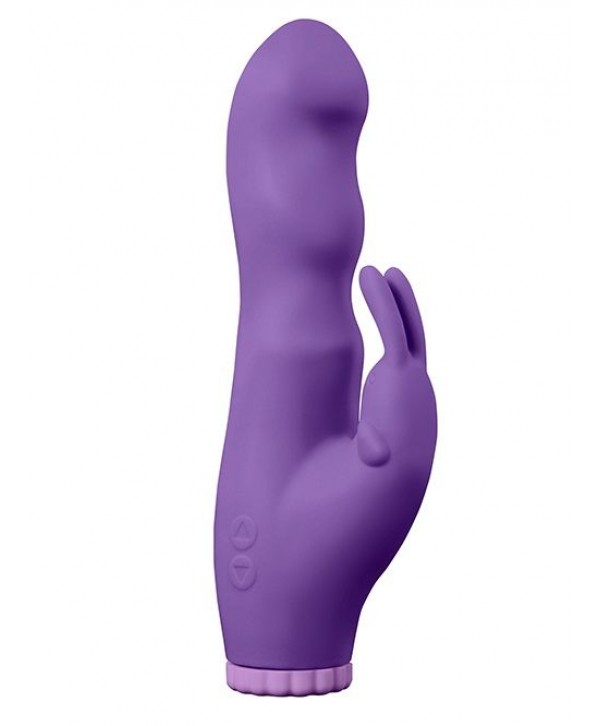 Фиолетовый вибратор с клиторальным стимулятором PURRFECT SILICONE DELUXE RABBIT 100FNCT - 20 см.