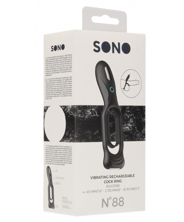 Черное двойное эрекционное виброкольцо N 88 Vibrating Rechargeable Cock Ring