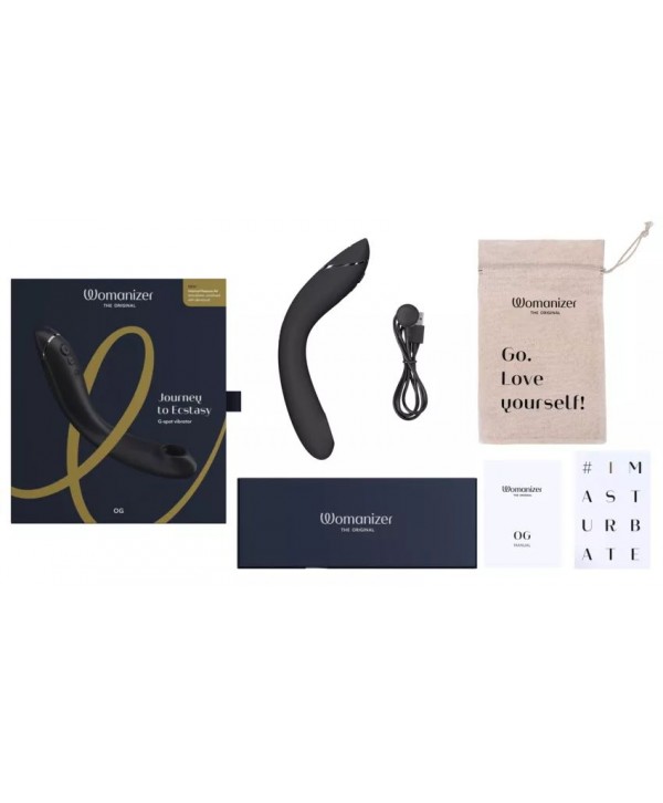 Темно-серый стимулятор G-точки Womanizer OG c технологией Pleasure Air и вибрацией - 17,7 см.