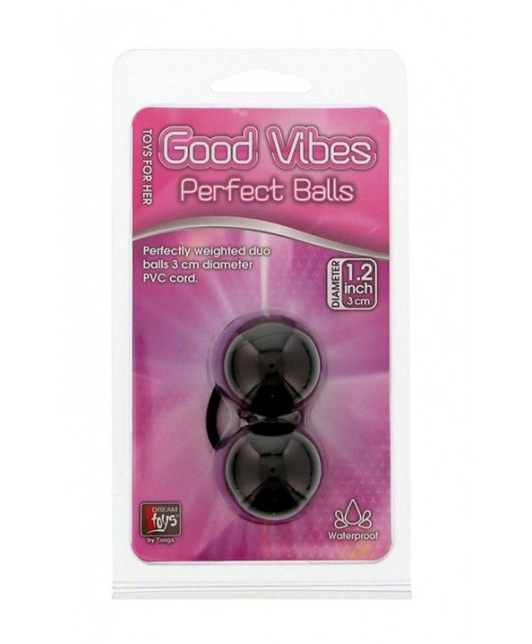 Чёрные вагинальные шарики на мягкой сцепке GOOD VIBES PERFECT BALLS