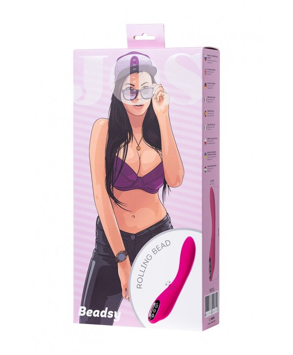 Ярко-розовый вибратор со стимулирующим шариком BEADSY - 21 см.