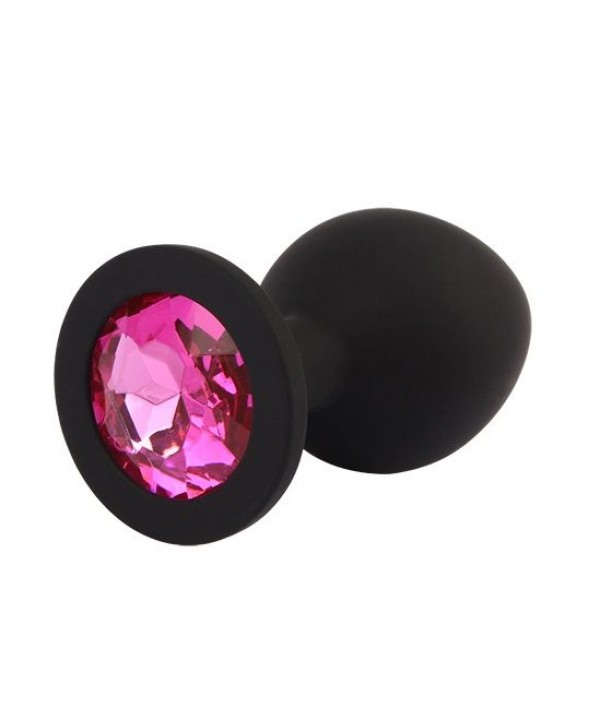 Черная анальная пробка с кристаллм Booty Fantasy Gem Plug M - 8 см.