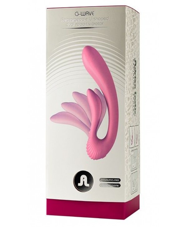 Розовый вибромассажёр G-wave с гибким клиторальным отростком - 18 см.