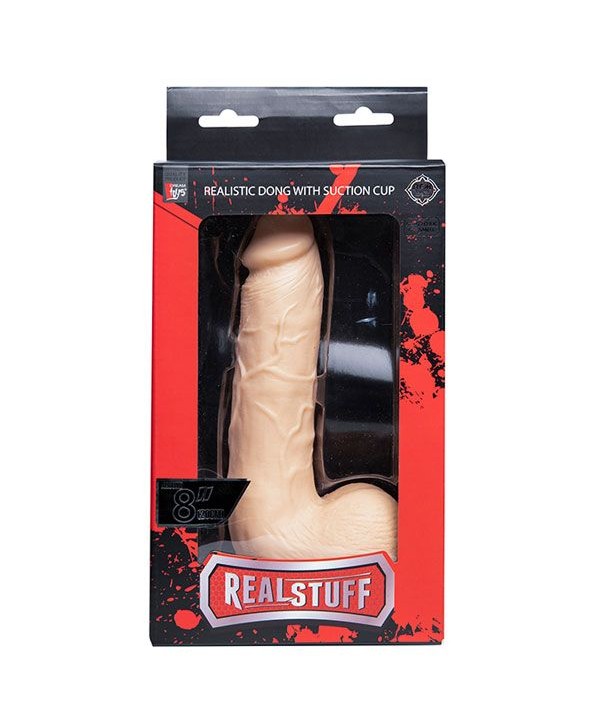Телесный фаллоимитатор REALSTUFF 8INCH DONG WITH SUCTION CUP - 20 см.