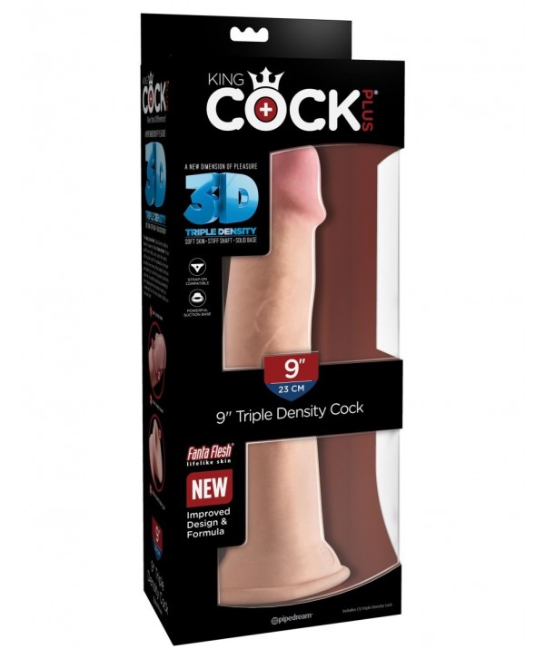 Телесный фаллоимитатор на присоске 9  Triple Density Cock - 26,7 см.