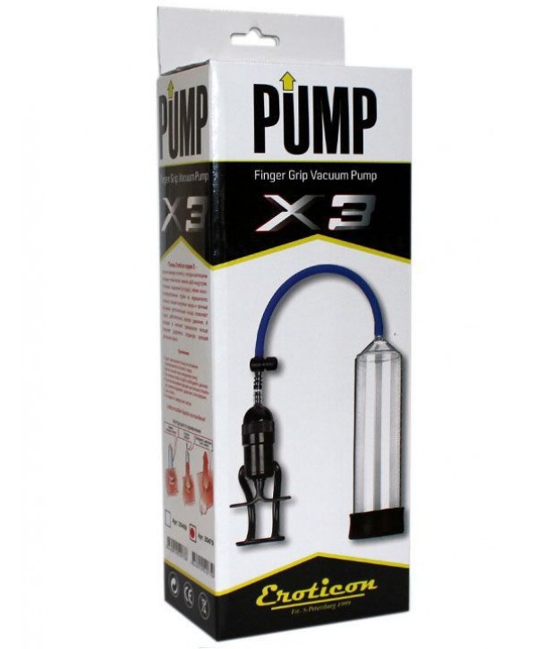 Чёрная вакуумная помпа Eroticon PUMP X3 с ручным насосом