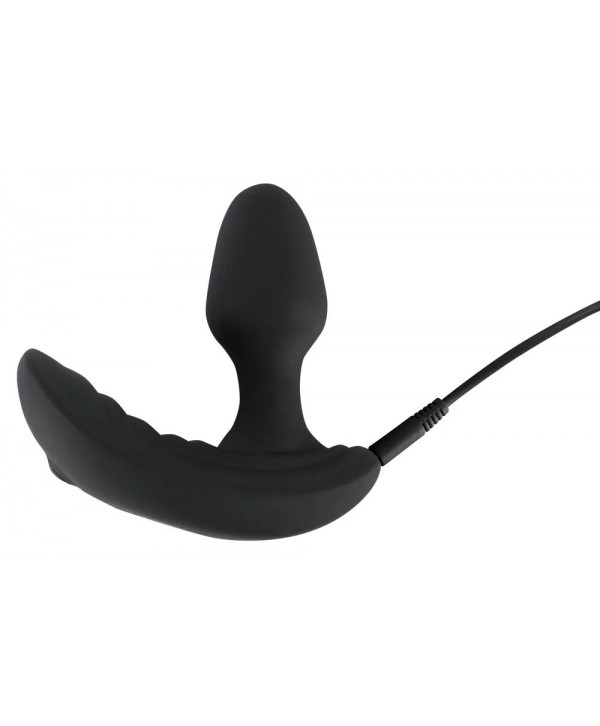Черный вибростимулятор простаты Butt Plug с функцией расширения - 10,7 см.