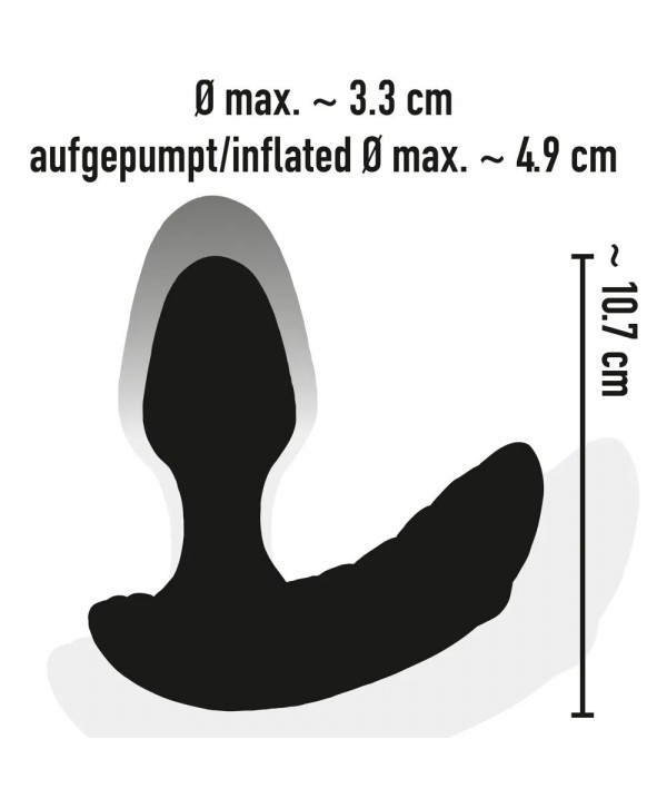 Черный вибростимулятор простаты Butt Plug с функцией расширения - 10,7 см.