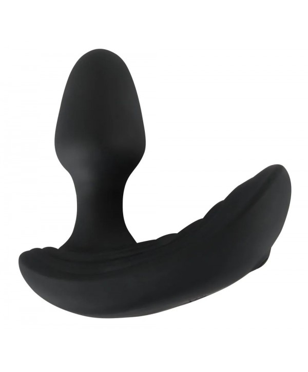Черный вибростимулятор простаты Butt Plug с функцией расширения - 10,7 см.