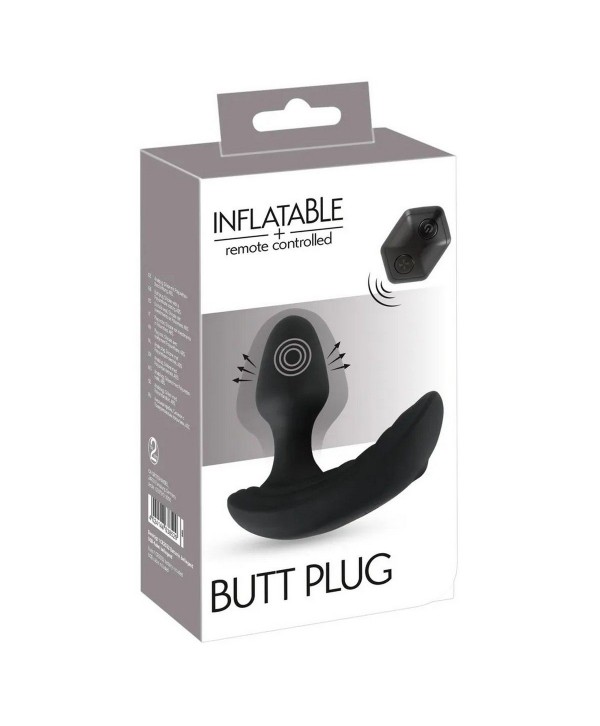 Черный вибростимулятор простаты Butt Plug с функцией расширения - 10,7 см.