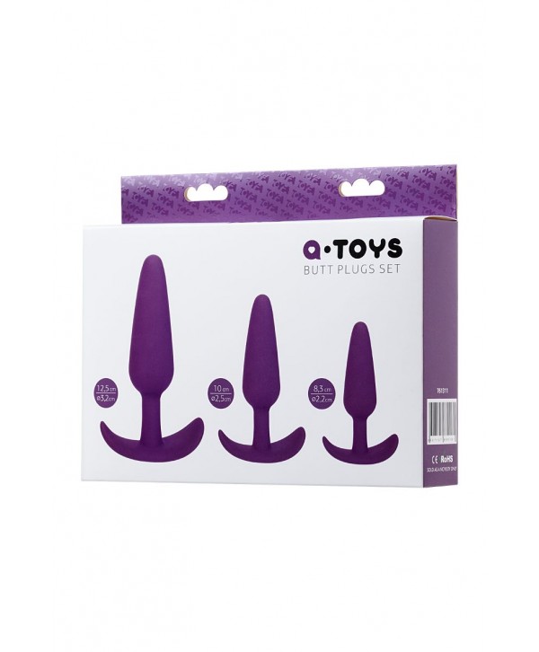 Набор из 3 фиолетовых анальных втулок A-toys