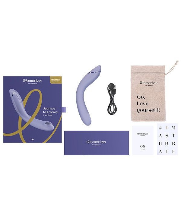 Сиреневый стимулятор G-точки Womanizer OG c технологией Pleasure Air и вибрацией - 17,7 см.