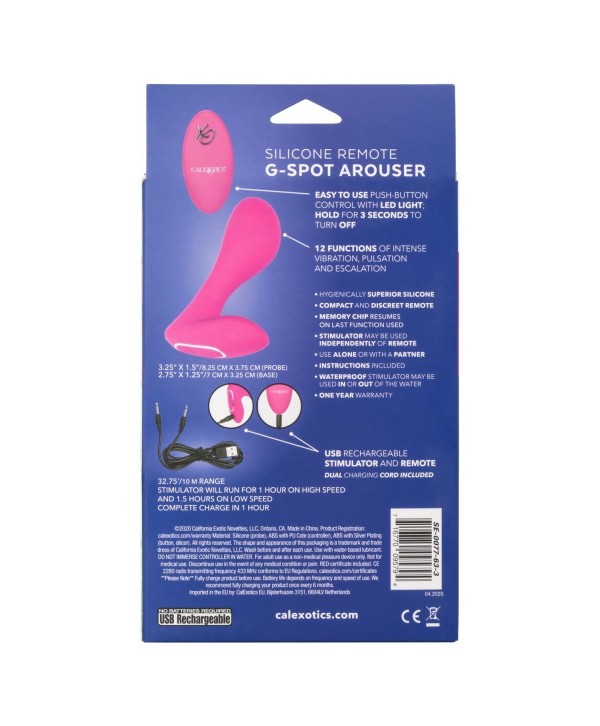 Розовый массажер G-точки Remote G Spot Arouser - 10,75 см.