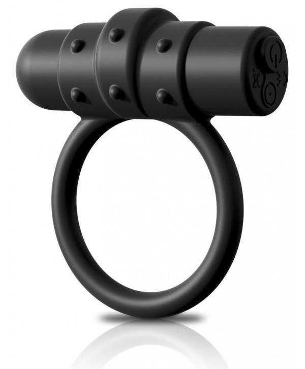 Черное перезаряжаемое эрекционное кольцо Vibrating Silicone C-Ring