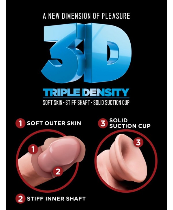 Телесный фаллоимитатор на присоске 12  Triple Density Cock with Balls - 33 см.