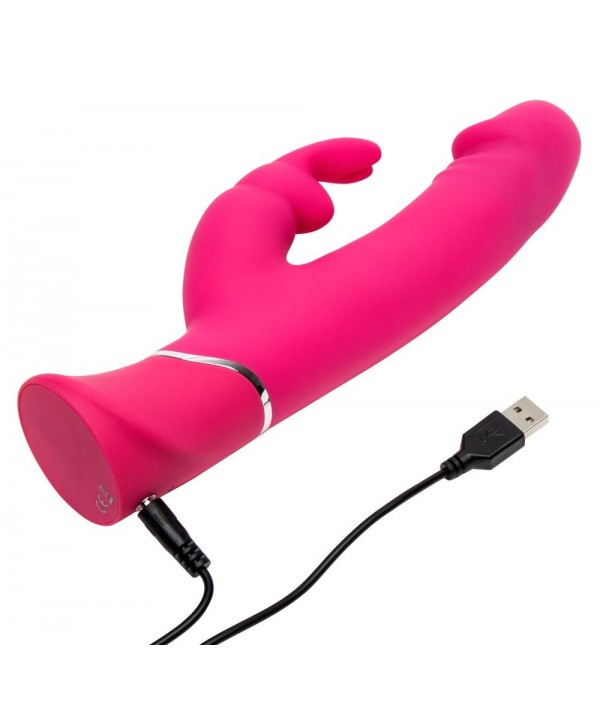 Розовый вибратор-кролик Realistic Dual Density Rechargeable Rabbit Vibrator - 25,5 см.
