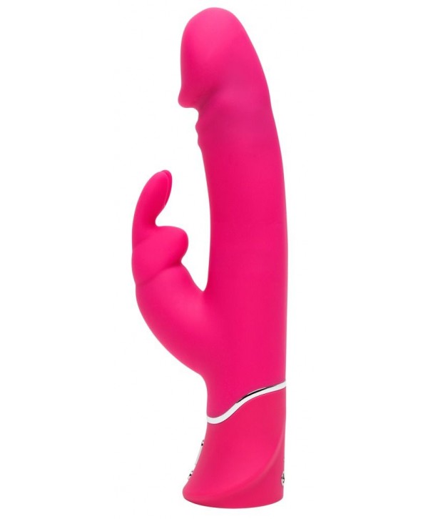 Розовый вибратор-кролик Realistic Dual Density Rechargeable Rabbit Vibrator - 25,5 см.