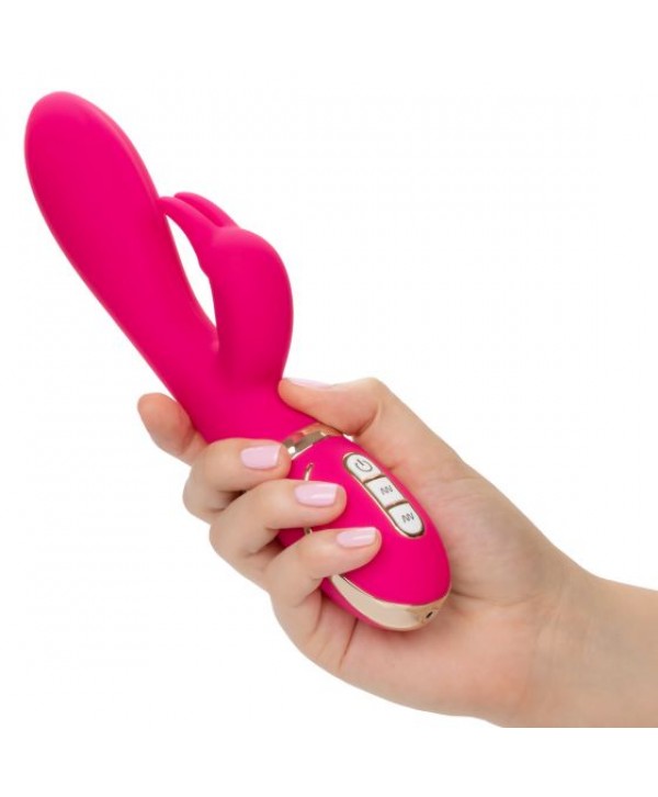 Розовый силиконовый вибратор с клиторальным отростком Signature Silicone Ultra-Soft Rabbit - 22,75 см.