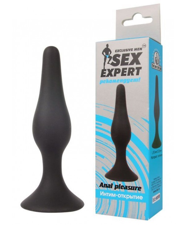 Чёрная анальная пробка Sex Expert - 9,5 см.