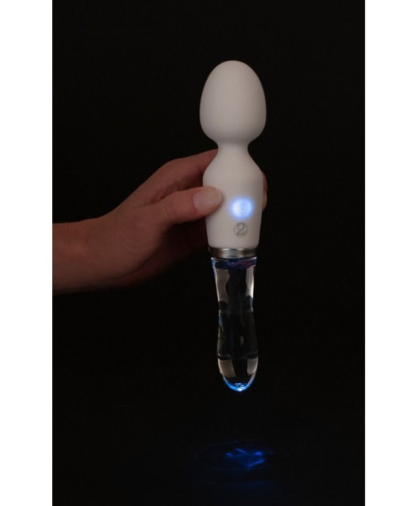 Двусторонний вибратор Wand LED - 21,5 см.