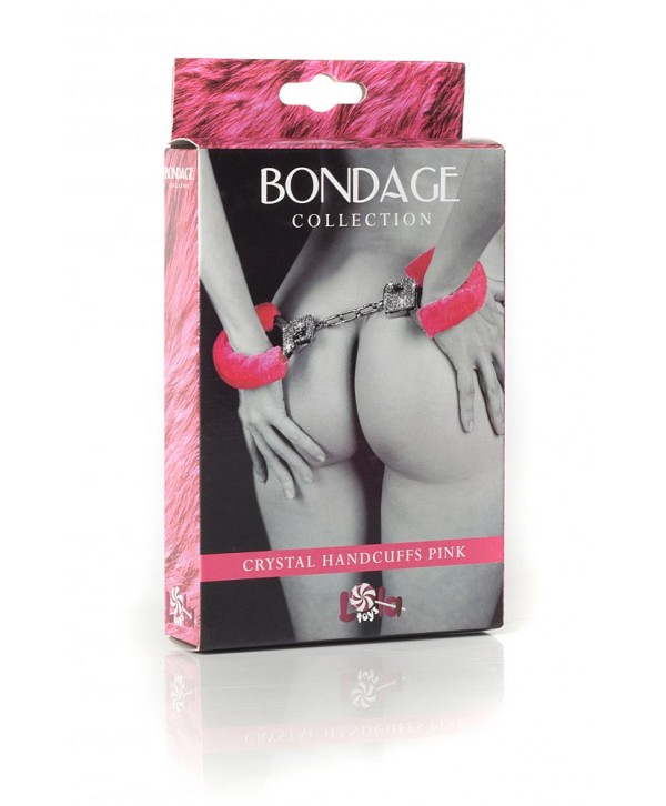 Розовые наручники с кристаллами BONDAGE