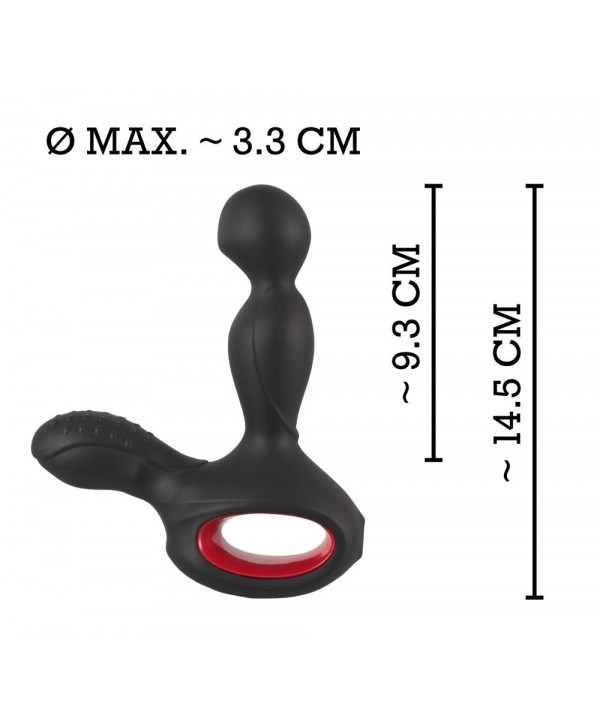 Черный вибромассажер простаты с нагревом и ротацией Prostate Plug - 14,5 см.