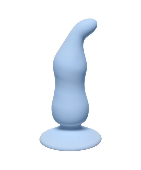 Голубая анальная пробка Waved Anal Plug Blue - 11 см.