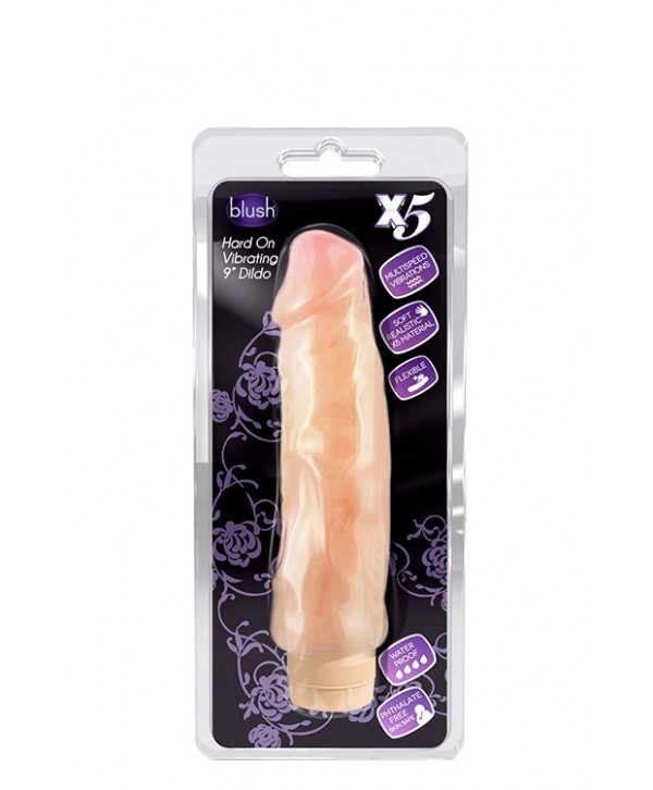 Виброфаллос с ярко выраженным рельефом X5 HARD ON VIBRATING 9INCH DILDO - 22,8 см.