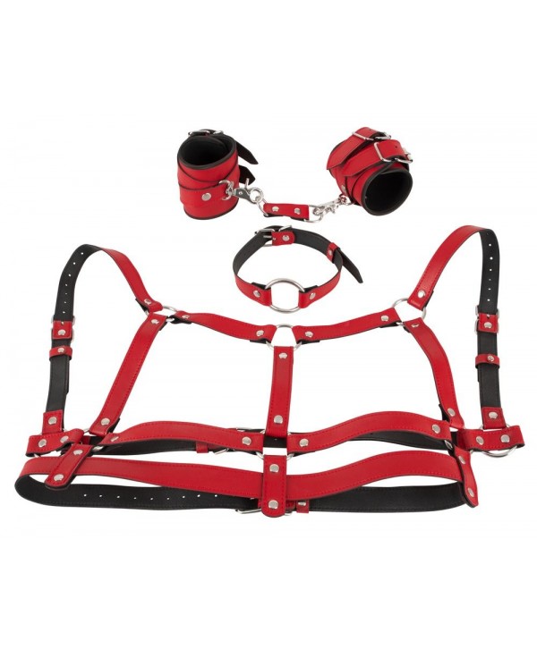 Красный комплект БДСМ-аксессуаров Harness Set