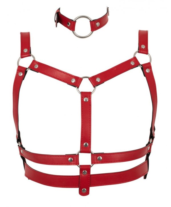 Красный комплект БДСМ-аксессуаров Harness Set