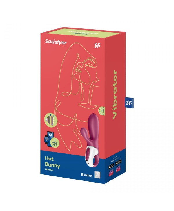 Малиновый вибратор-кролик Hot Bunny с функцией нагрева - 17,5 см.