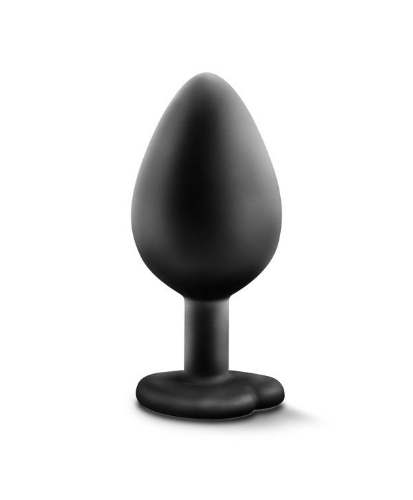 Черная анальная втулка с прозрачным кристаллом Bling Plug Medium - 8,2 см.